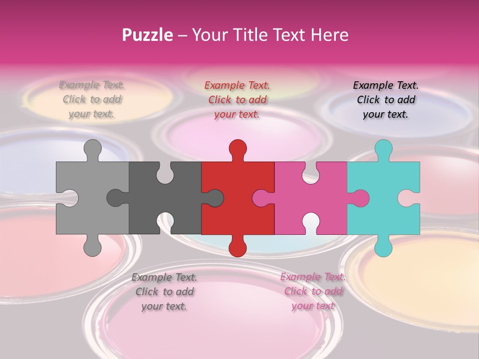 Opened Paint Buckets With Various Colors PowerPoint Template