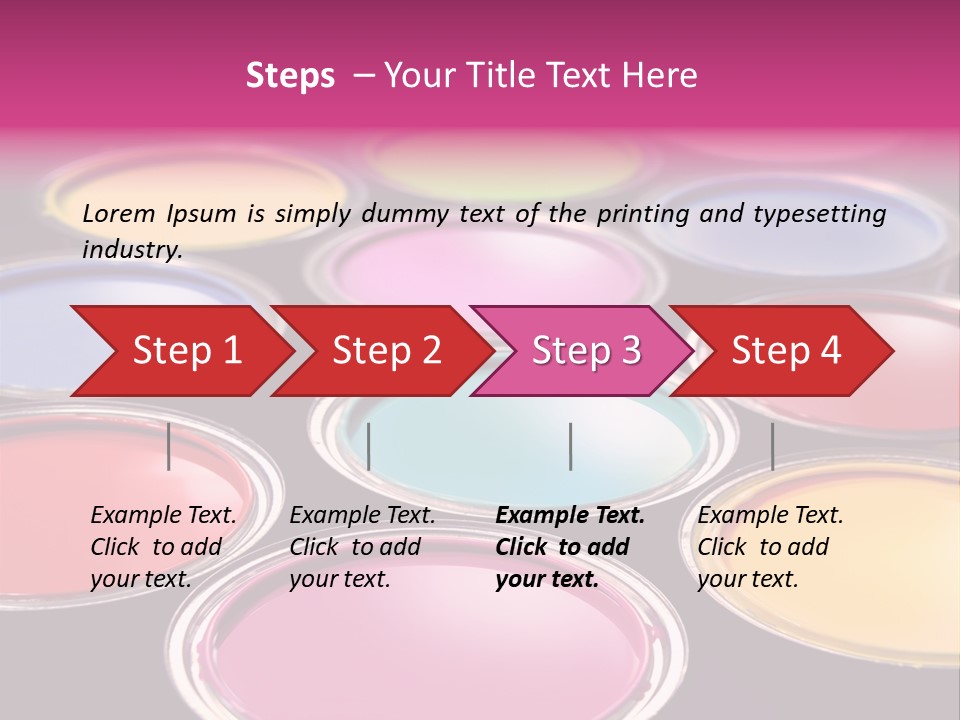 Opened Paint Buckets With Various Colors PowerPoint Template