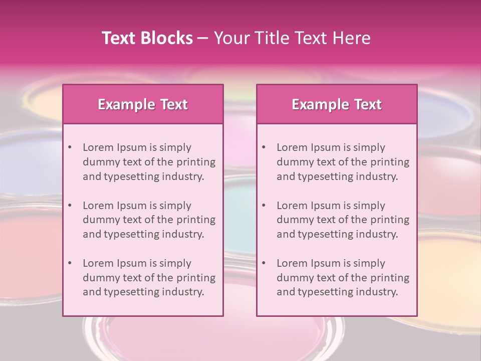 Opened Paint Buckets With Various Colors PowerPoint Template