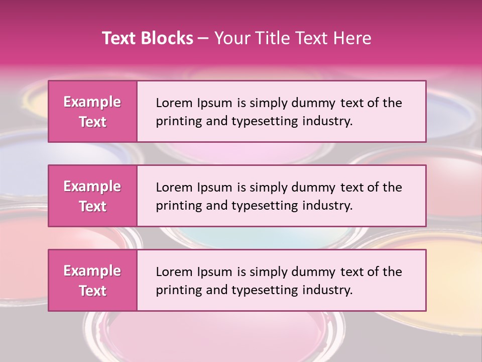 Opened Paint Buckets With Various Colors PowerPoint Template