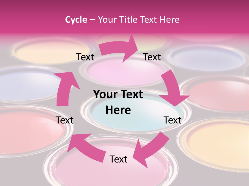 Opened Paint Buckets With Various Colors PowerPoint Template