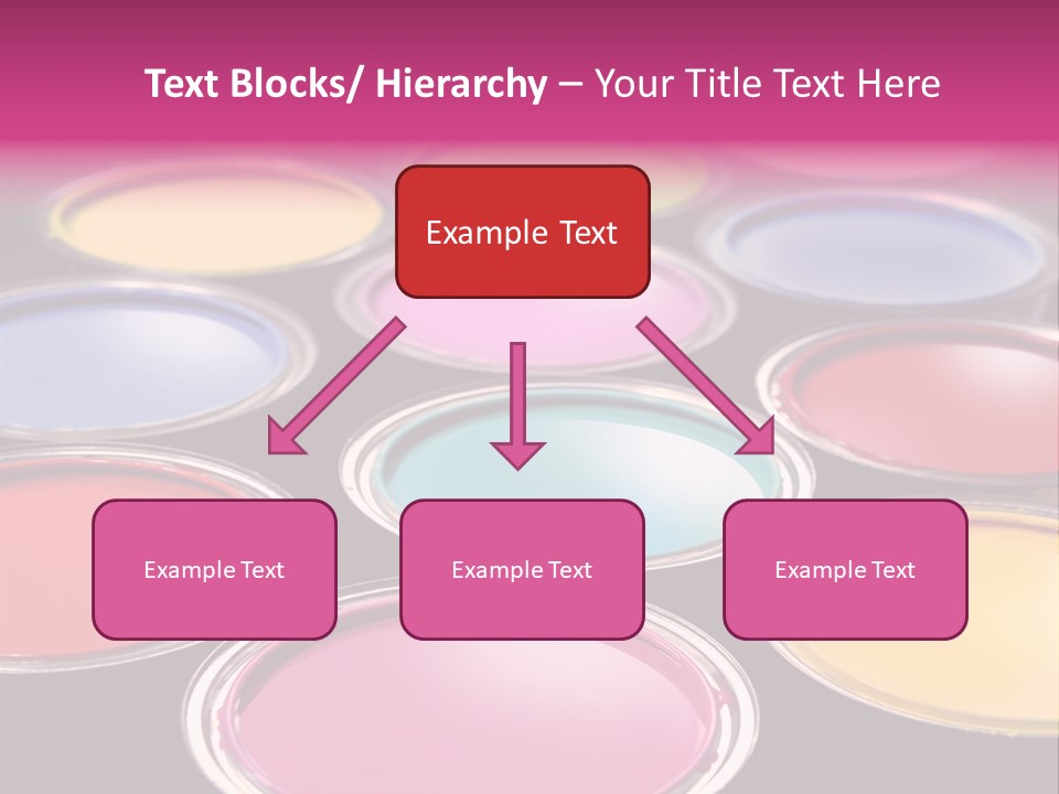 Opened Paint Buckets With Various Colors PowerPoint Template