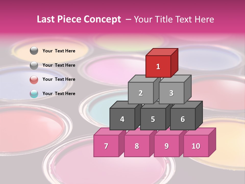 Opened Paint Buckets With Various Colors PowerPoint Template