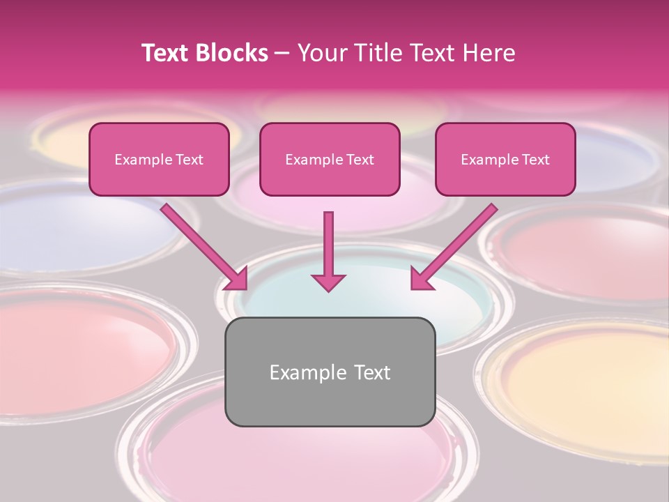 Opened Paint Buckets With Various Colors PowerPoint Template