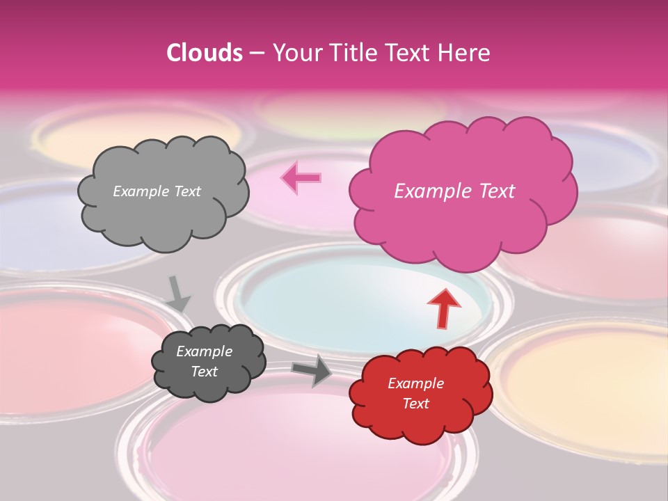 Opened Paint Buckets With Various Colors PowerPoint Template