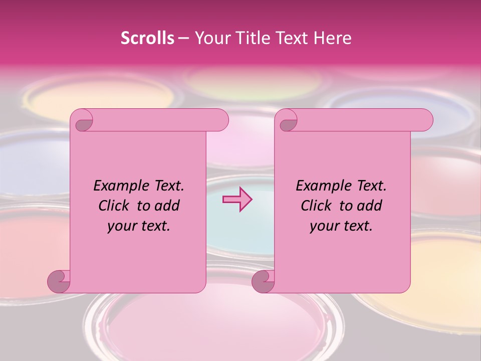 Opened Paint Buckets With Various Colors PowerPoint Template