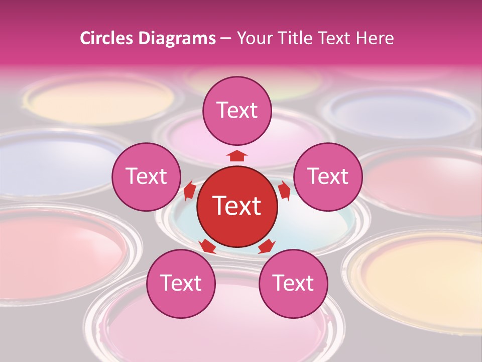 Opened Paint Buckets With Various Colors PowerPoint Template