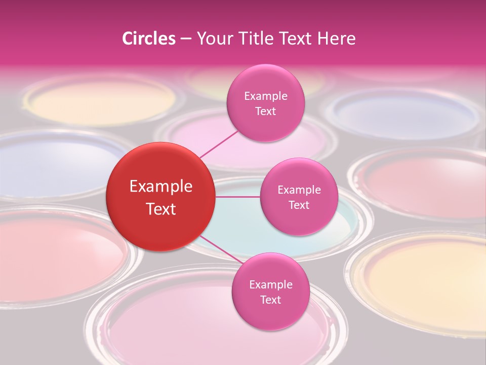 Opened Paint Buckets With Various Colors PowerPoint Template