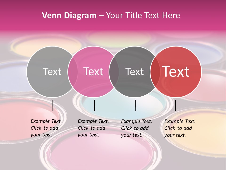 Opened Paint Buckets With Various Colors PowerPoint Template