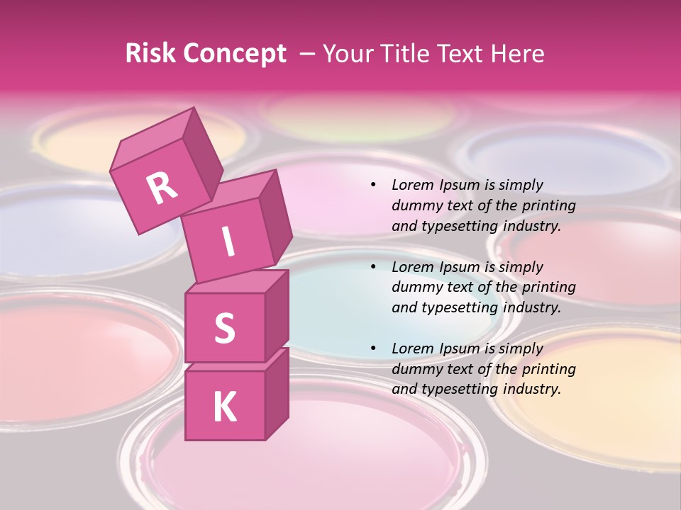 Opened Paint Buckets With Various Colors PowerPoint Template