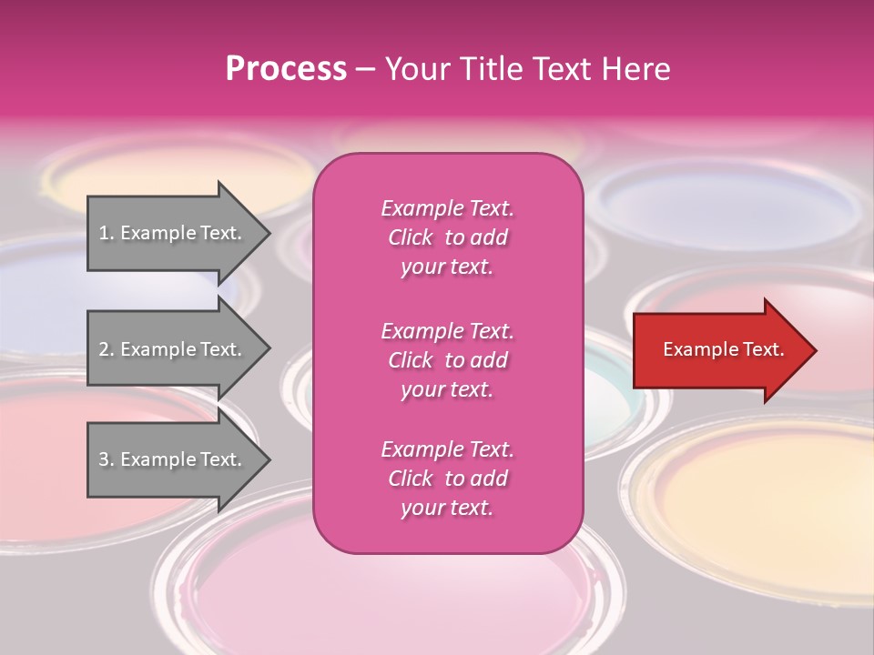 Opened Paint Buckets With Various Colors PowerPoint Template