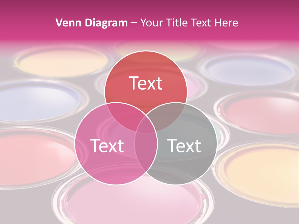 Opened Paint Buckets With Various Colors PowerPoint Template