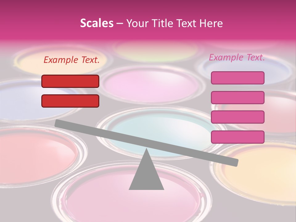 Opened Paint Buckets With Various Colors PowerPoint Template