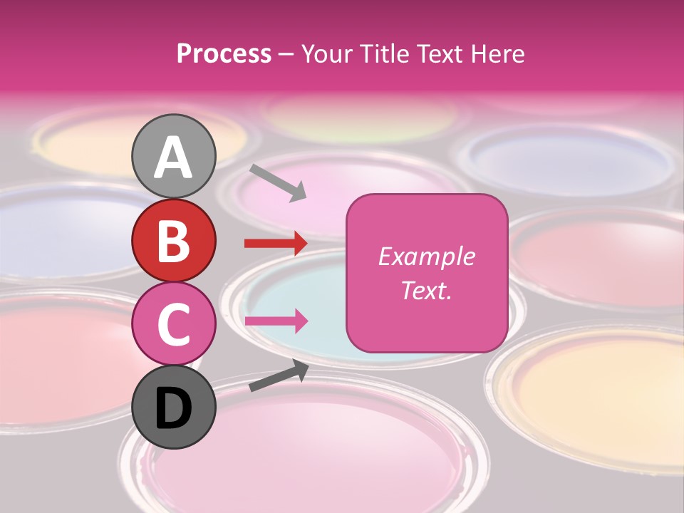 Opened Paint Buckets With Various Colors PowerPoint Template