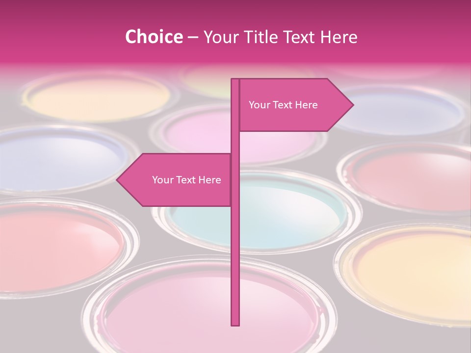 Opened Paint Buckets With Various Colors PowerPoint Template