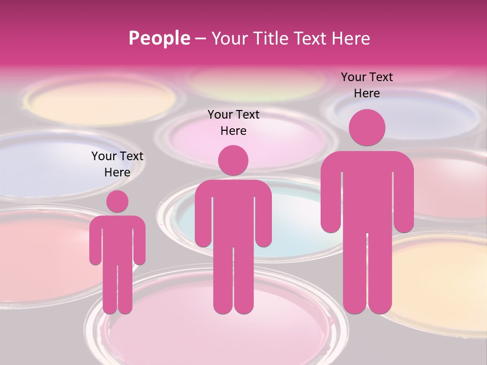 Opened Paint Buckets With Various Colors PowerPoint Template