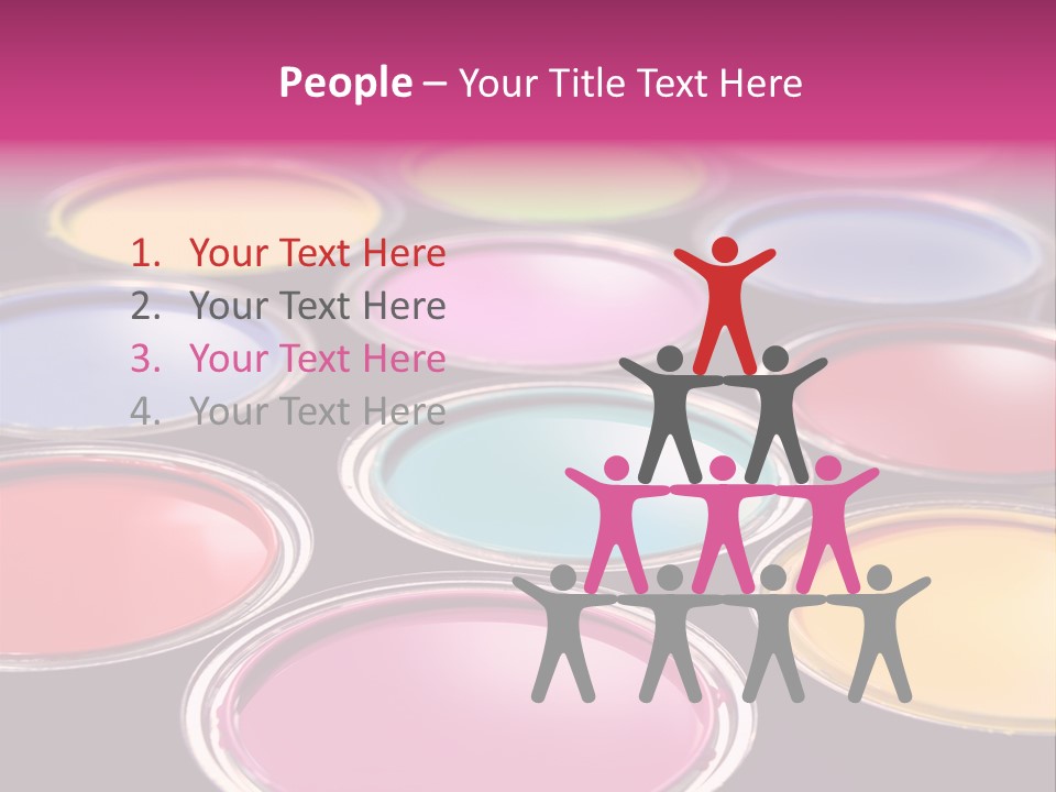 Opened Paint Buckets With Various Colors PowerPoint Template