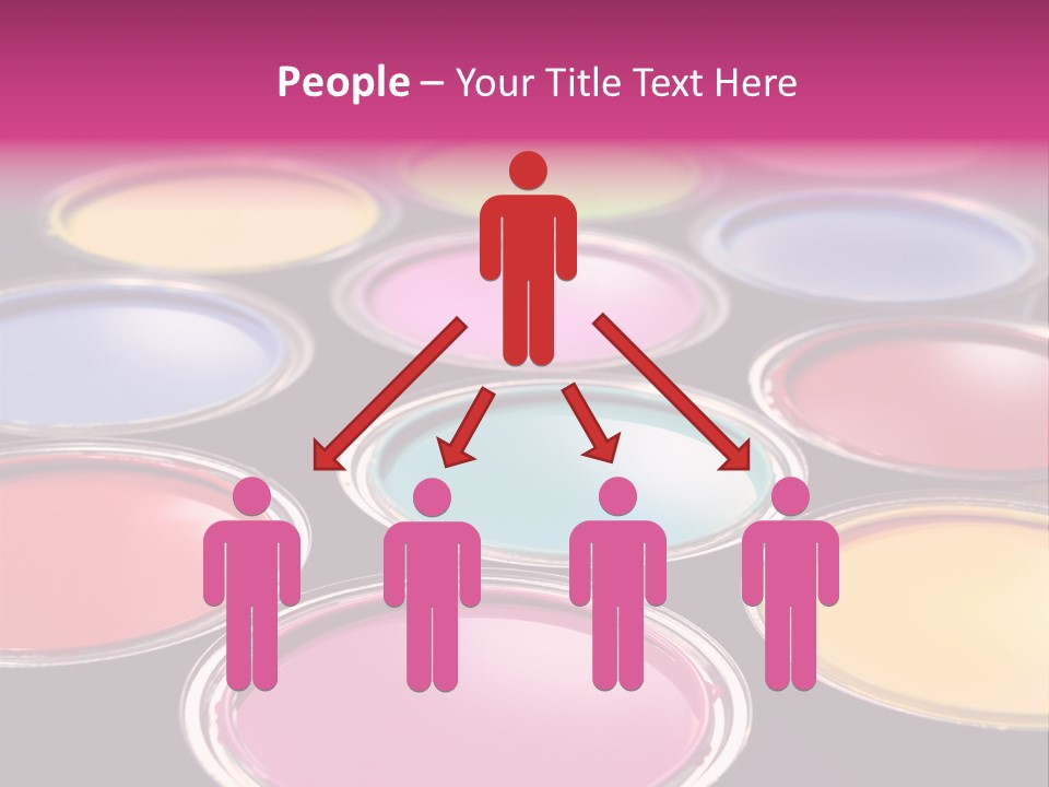 Opened Paint Buckets With Various Colors PowerPoint Template