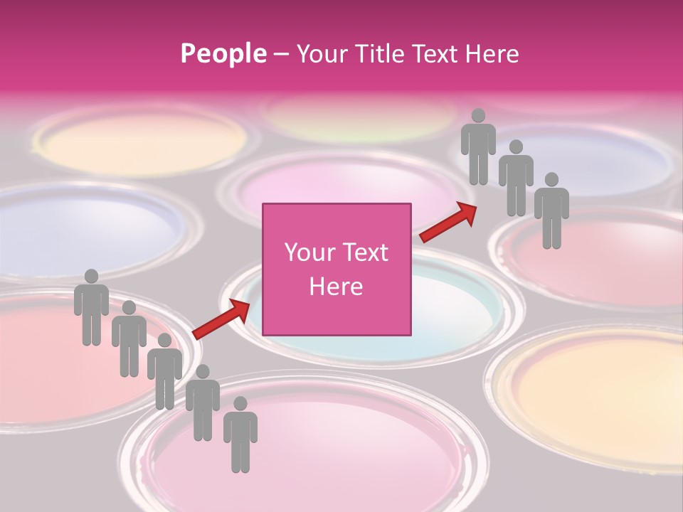 Opened Paint Buckets With Various Colors PowerPoint Template