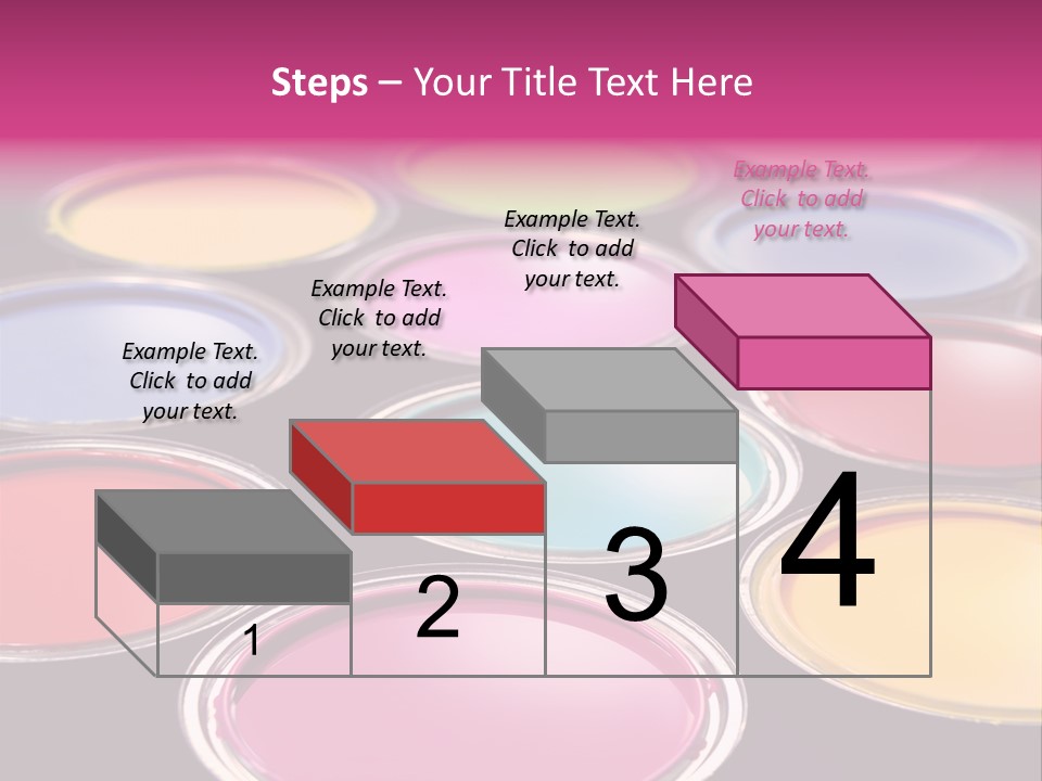 Opened Paint Buckets With Various Colors PowerPoint Template