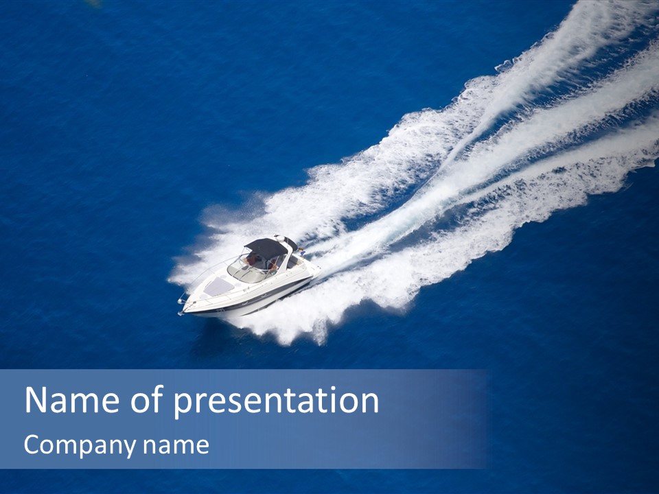 White Boat On The Sea PowerPoint Template