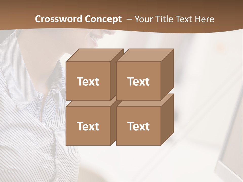 Woman Wearing Headphones In Computer Room Typing And Smiling PowerPoint Template