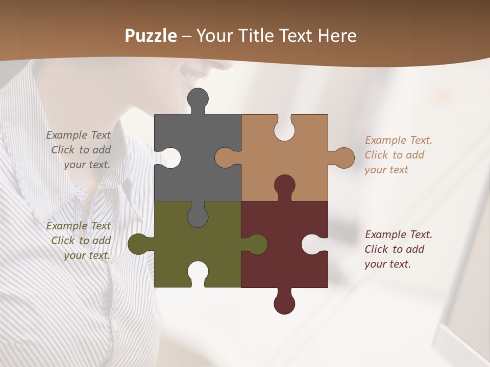 Woman Wearing Headphones In Computer Room Typing And Smiling PowerPoint Template