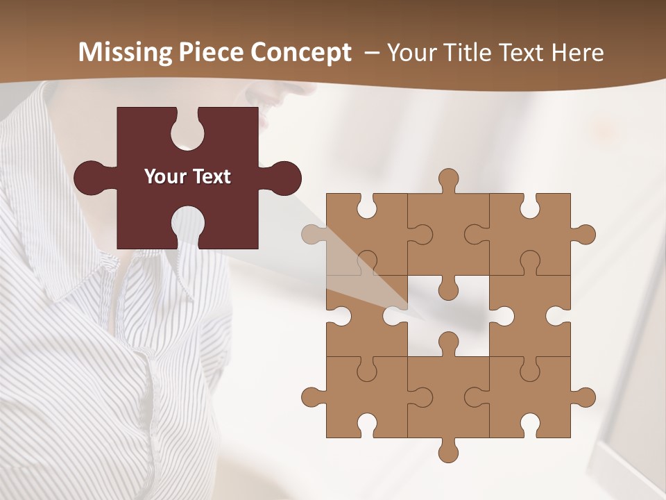 Woman Wearing Headphones In Computer Room Typing And Smiling PowerPoint Template