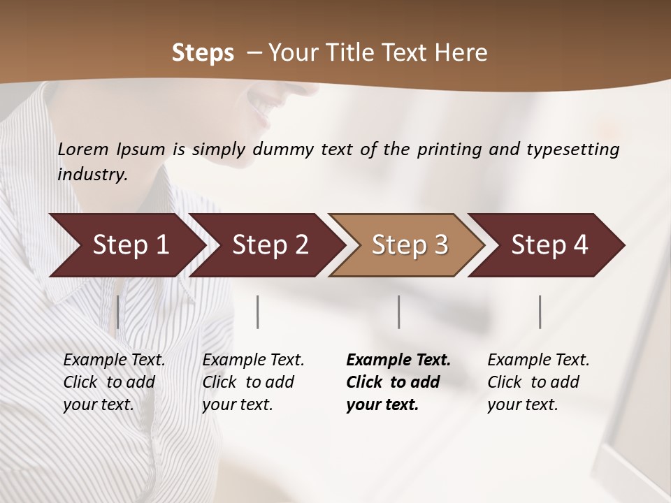 Woman Wearing Headphones In Computer Room Typing And Smiling PowerPoint Template