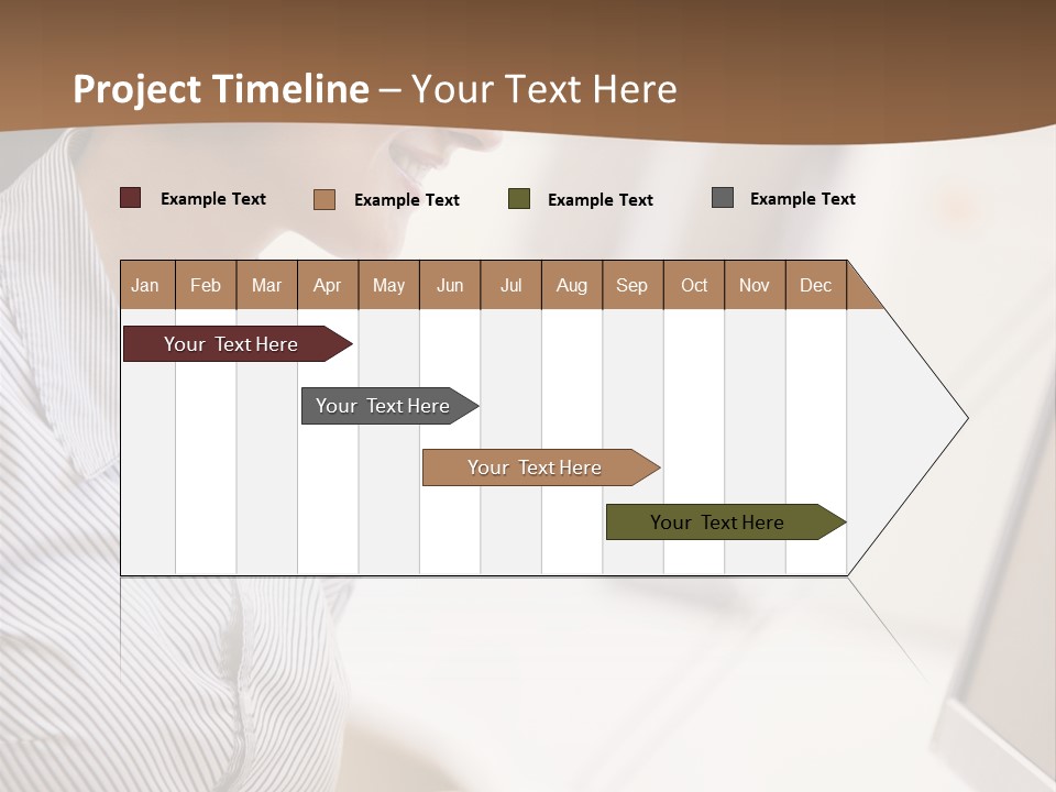 Woman Wearing Headphones In Computer Room Typing And Smiling PowerPoint Template