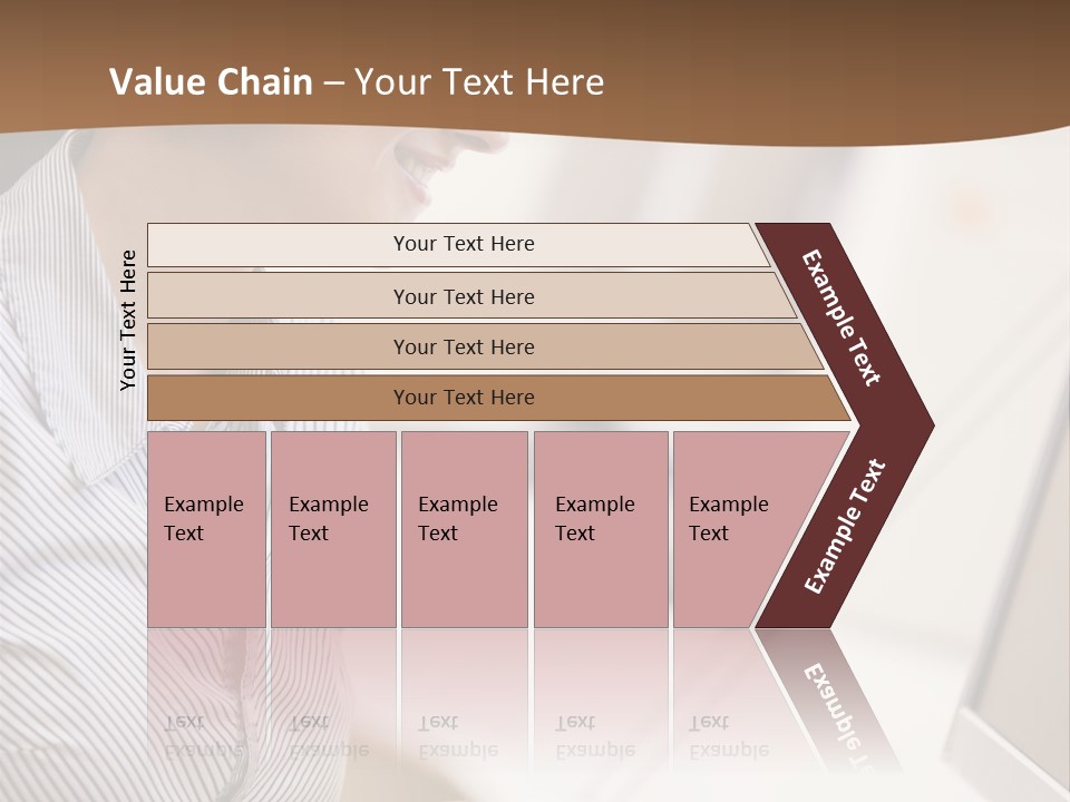 Woman Wearing Headphones In Computer Room Typing And Smiling PowerPoint Template