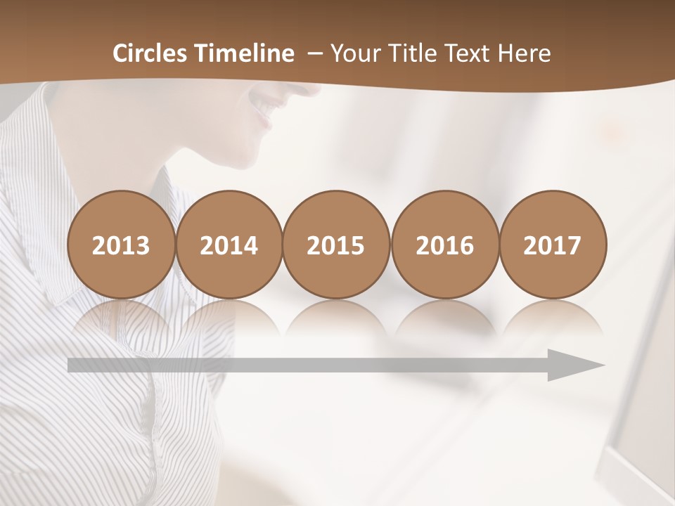 Woman Wearing Headphones In Computer Room Typing And Smiling PowerPoint Template