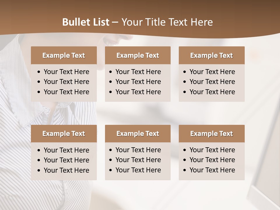 Woman Wearing Headphones In Computer Room Typing And Smiling PowerPoint Template