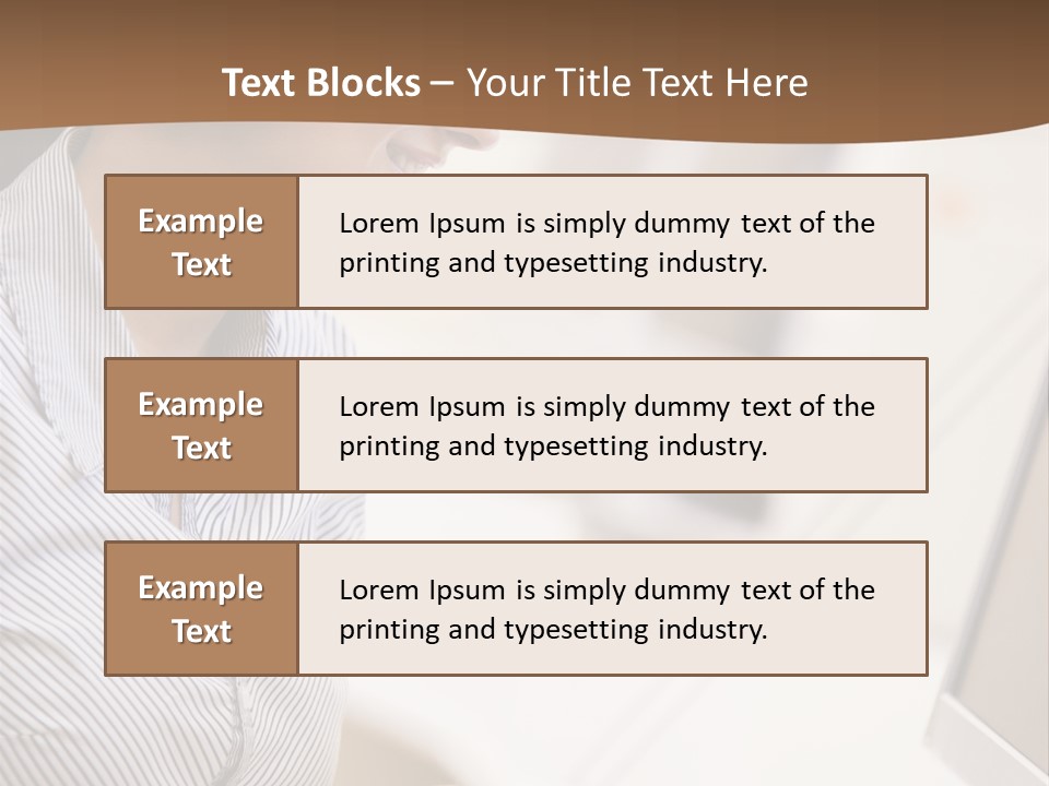 Woman Wearing Headphones In Computer Room Typing And Smiling PowerPoint Template