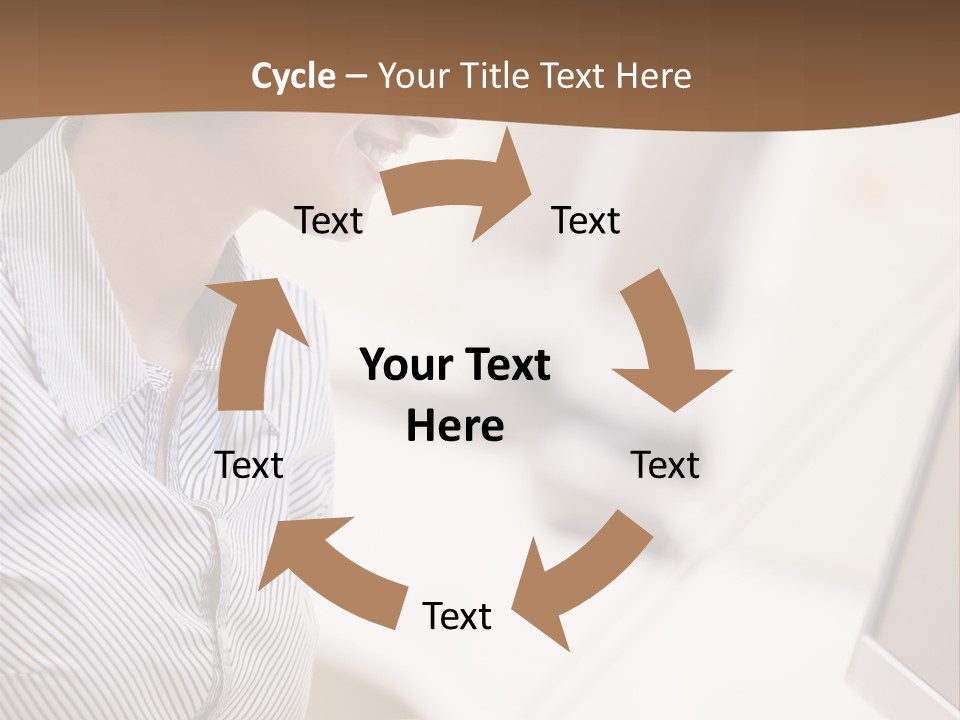 Woman Wearing Headphones In Computer Room Typing And Smiling PowerPoint Template