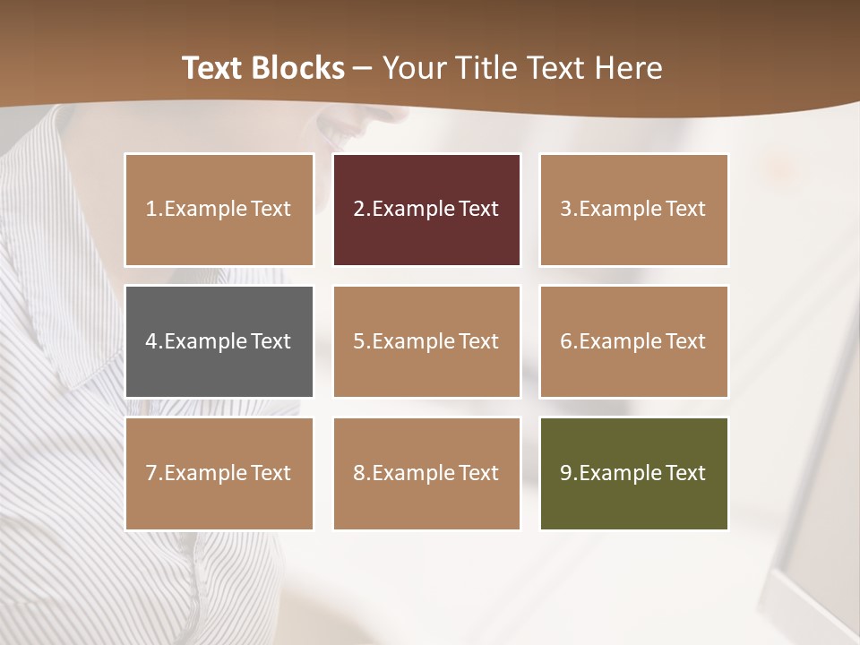 Woman Wearing Headphones In Computer Room Typing And Smiling PowerPoint Template