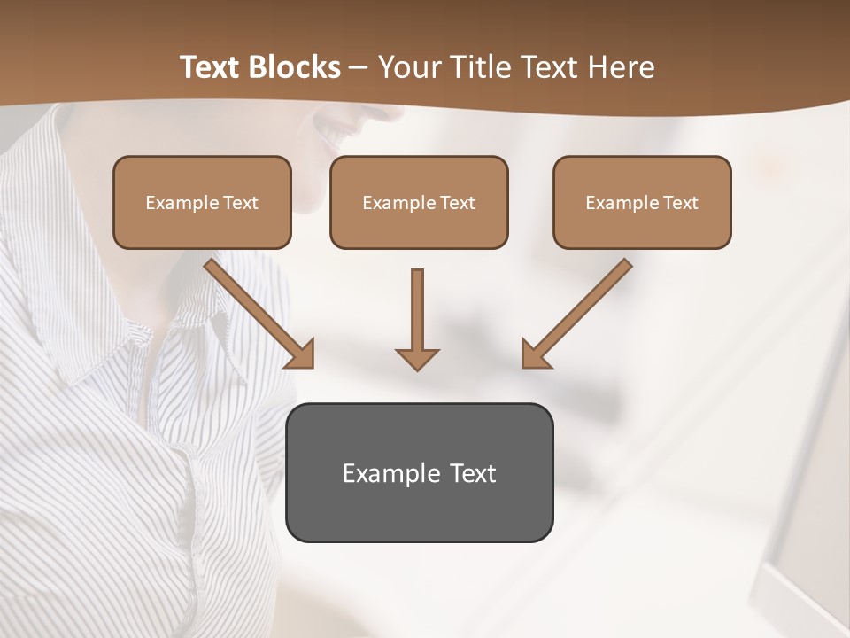 Woman Wearing Headphones In Computer Room Typing And Smiling PowerPoint Template