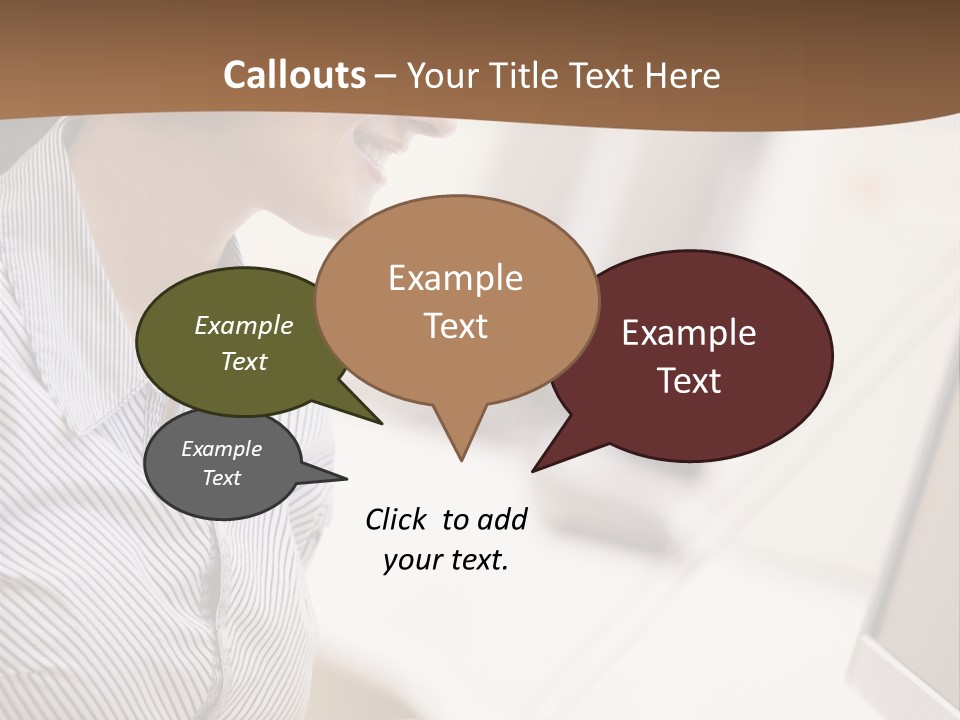 Woman Wearing Headphones In Computer Room Typing And Smiling PowerPoint Template