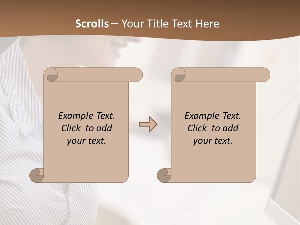 Woman Wearing Headphones In Computer Room Typing And Smiling PowerPoint Template