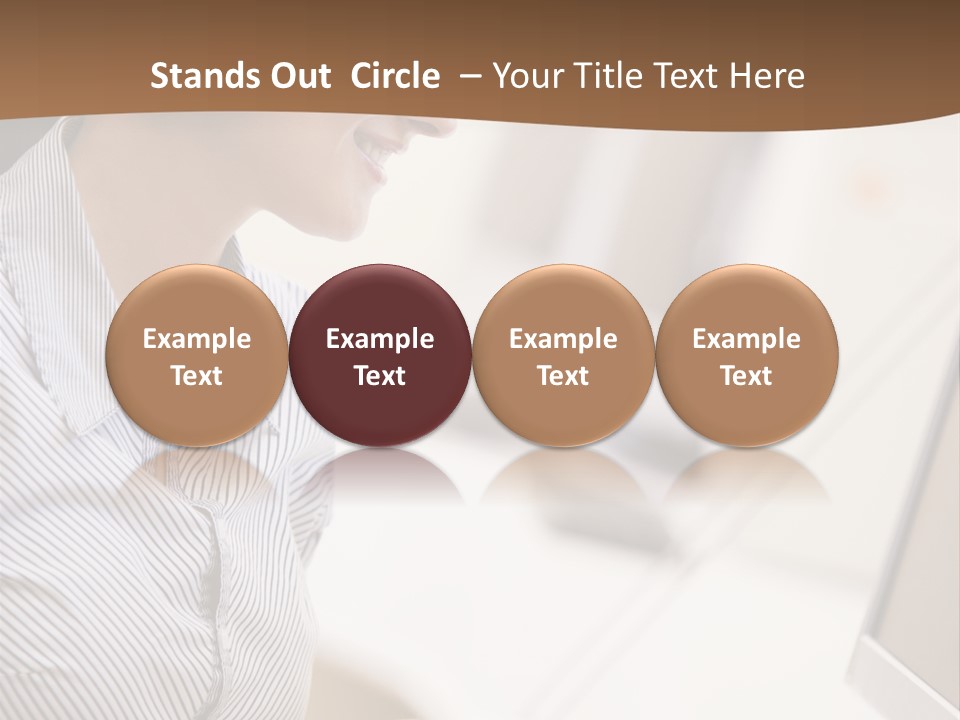 Woman Wearing Headphones In Computer Room Typing And Smiling PowerPoint Template