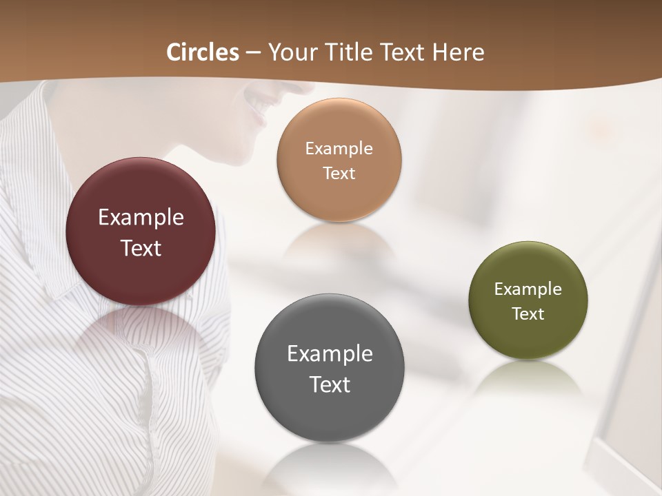 Woman Wearing Headphones In Computer Room Typing And Smiling PowerPoint Template