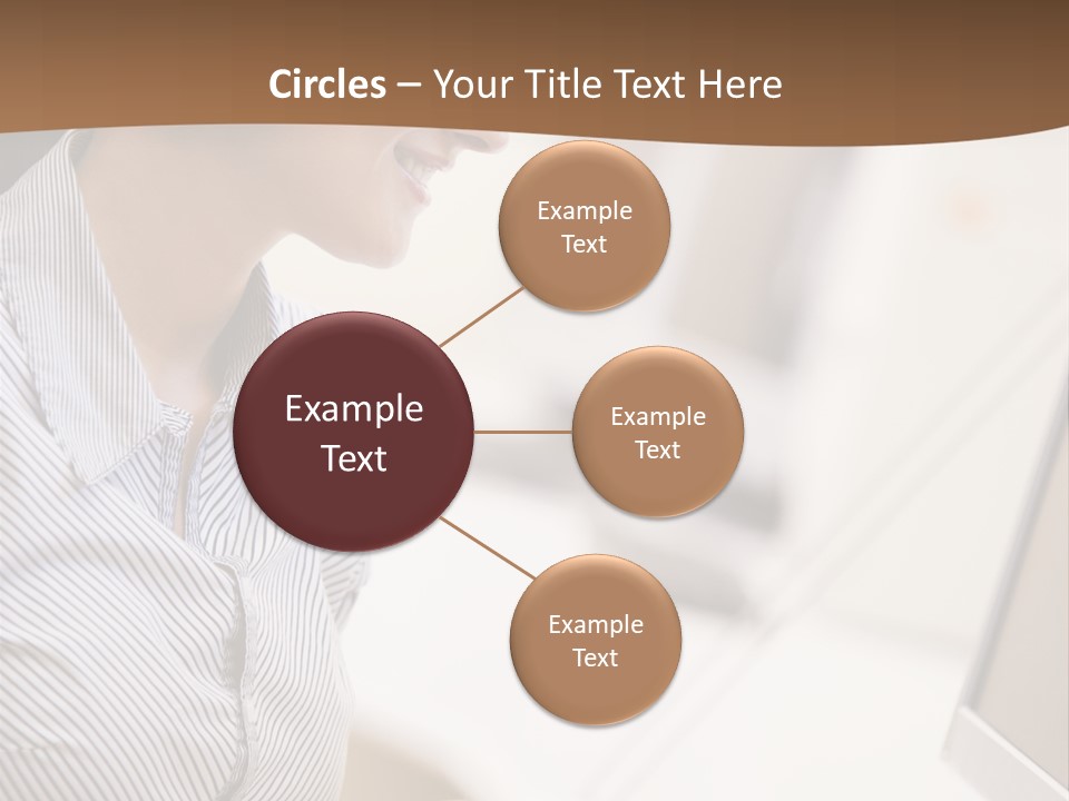 Woman Wearing Headphones In Computer Room Typing And Smiling PowerPoint Template