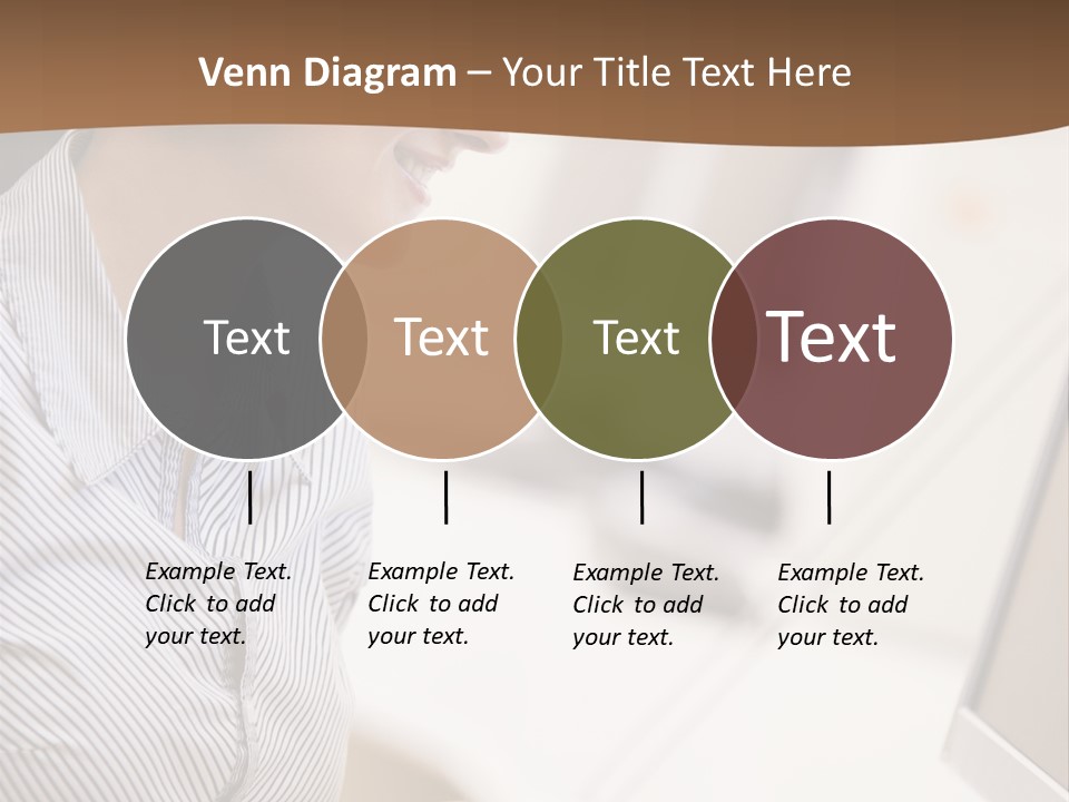 Woman Wearing Headphones In Computer Room Typing And Smiling PowerPoint Template