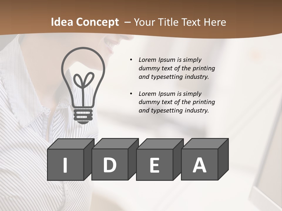 Woman Wearing Headphones In Computer Room Typing And Smiling PowerPoint Template