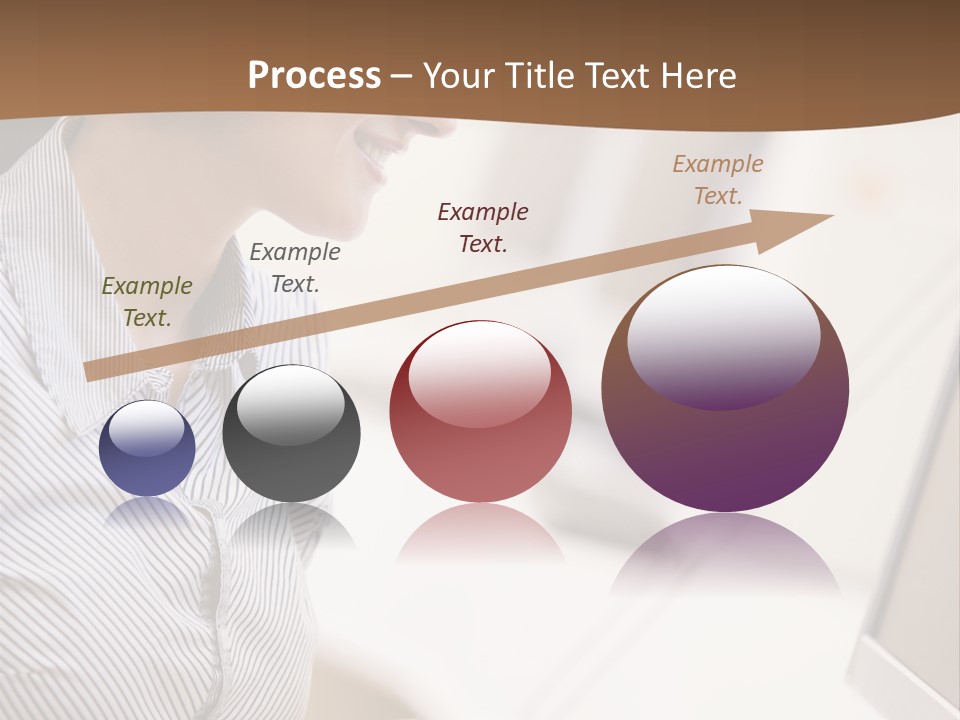 Woman Wearing Headphones In Computer Room Typing And Smiling PowerPoint Template