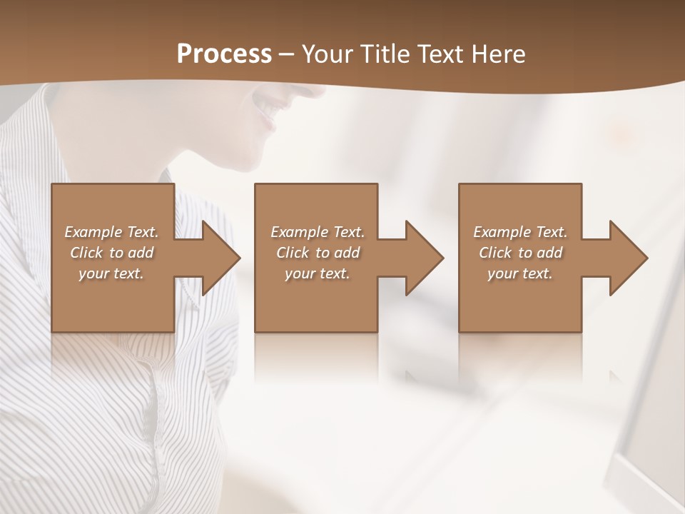Woman Wearing Headphones In Computer Room Typing And Smiling PowerPoint Template