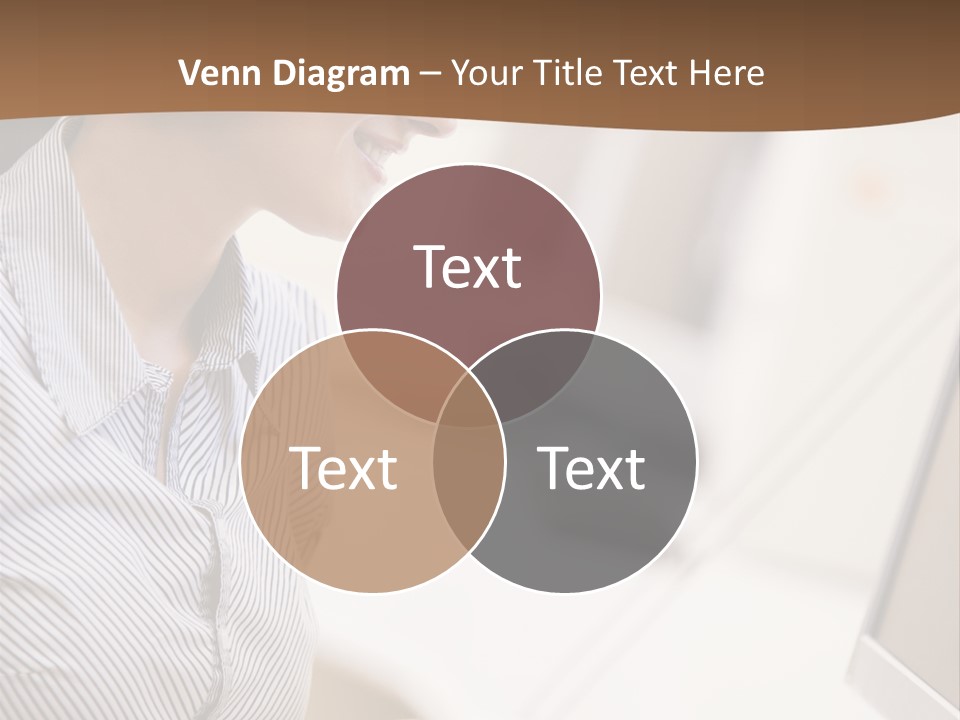 Woman Wearing Headphones In Computer Room Typing And Smiling PowerPoint Template