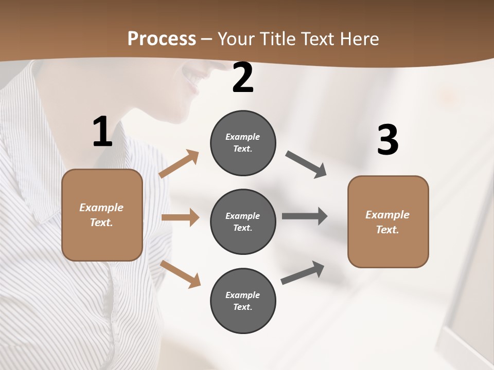 Woman Wearing Headphones In Computer Room Typing And Smiling PowerPoint Template