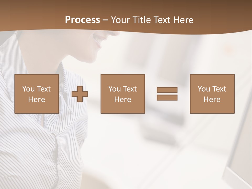 Woman Wearing Headphones In Computer Room Typing And Smiling PowerPoint Template
