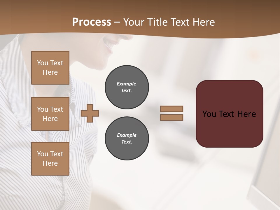 Woman Wearing Headphones In Computer Room Typing And Smiling PowerPoint Template